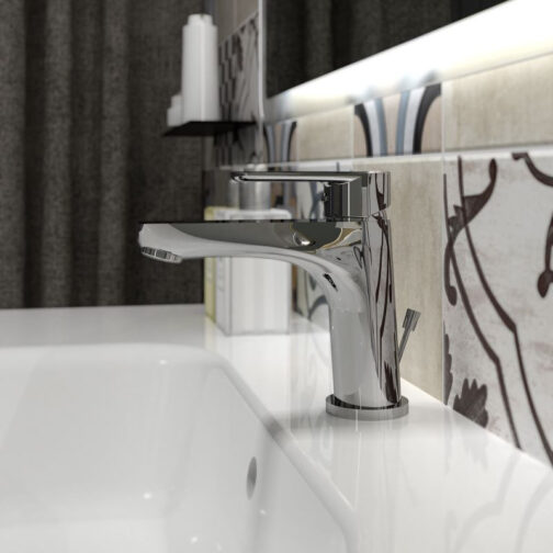 MISCELATORE LAVABO ECOSTYLE IN OTTONE CROMATO PONSI